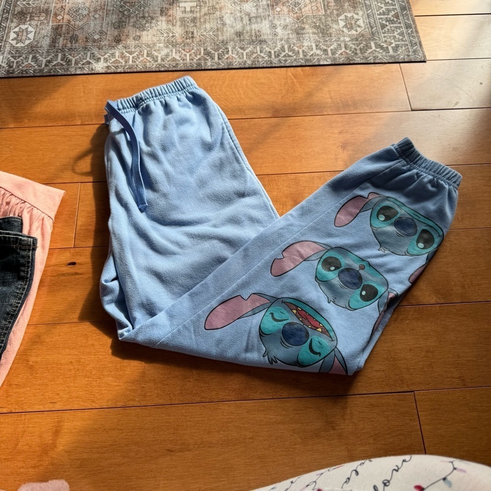 Disney Blue Joggers with Stitch Design